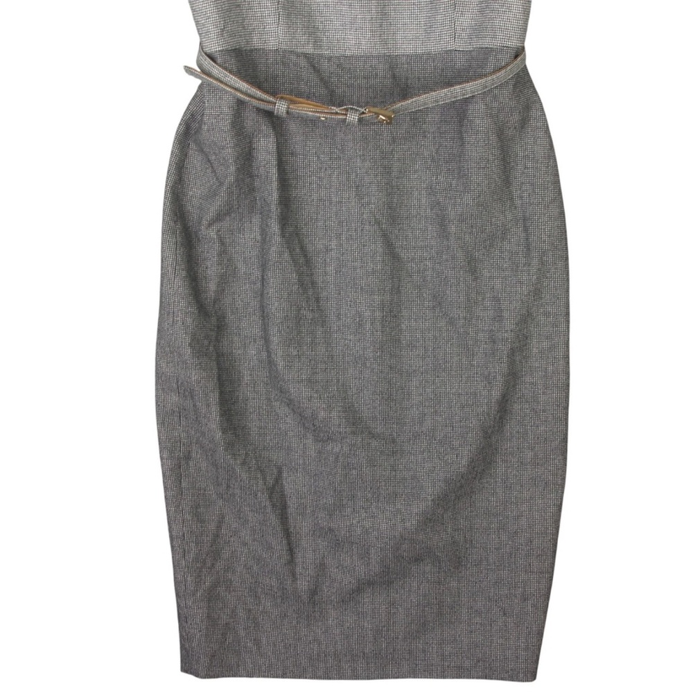 Max Mara Midi Sheath Dress US 2 Belted Sleeveless Wool Old Money Career Gray EUC - Picture 2 of 14